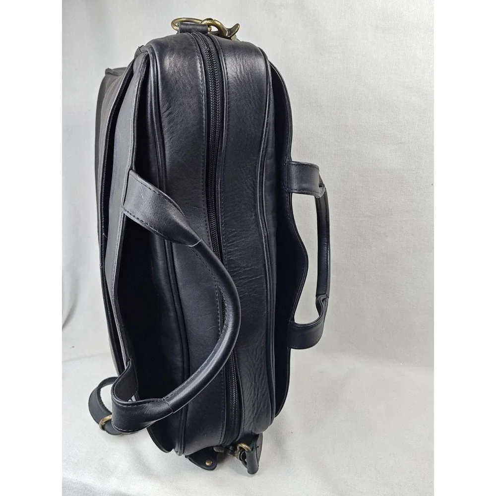 EDDIE BAUER Vintage black soft Leather Briefcase Messenger Bag Portfolio Satchel